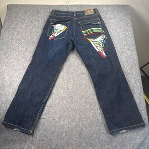 Vtg COOGI Jeans Mens sz 38x34 Embroidered Sneaker Shoes Rainbow Blue Denim Y2K